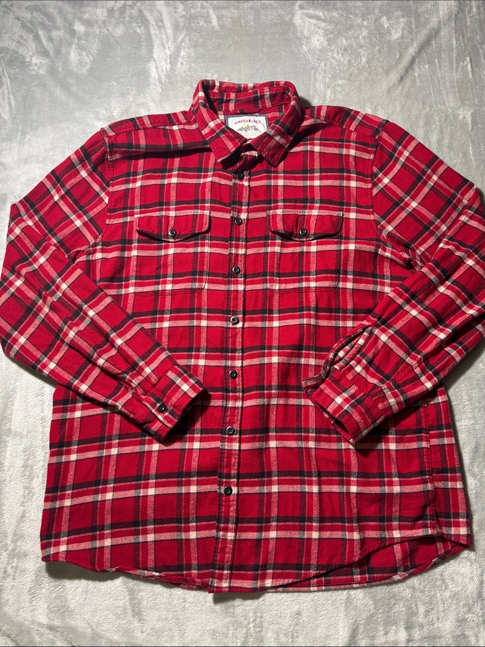 American Eagle Men’s XLT Red Plaid Flannel Shirt Long Sleeve XL Tall